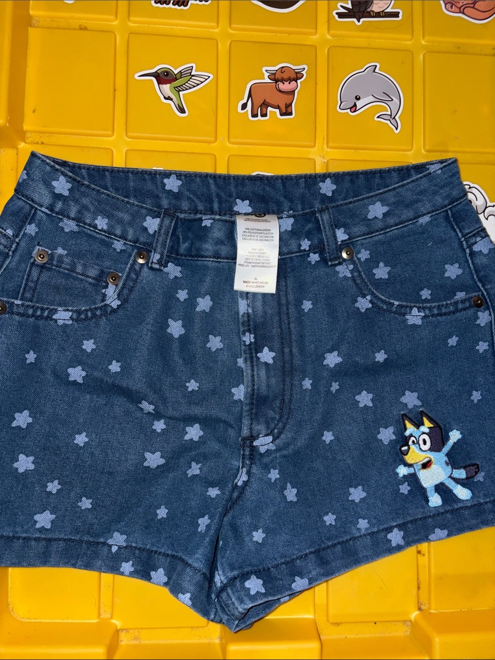 Bluey Denim Star Print Shorts - Blue
